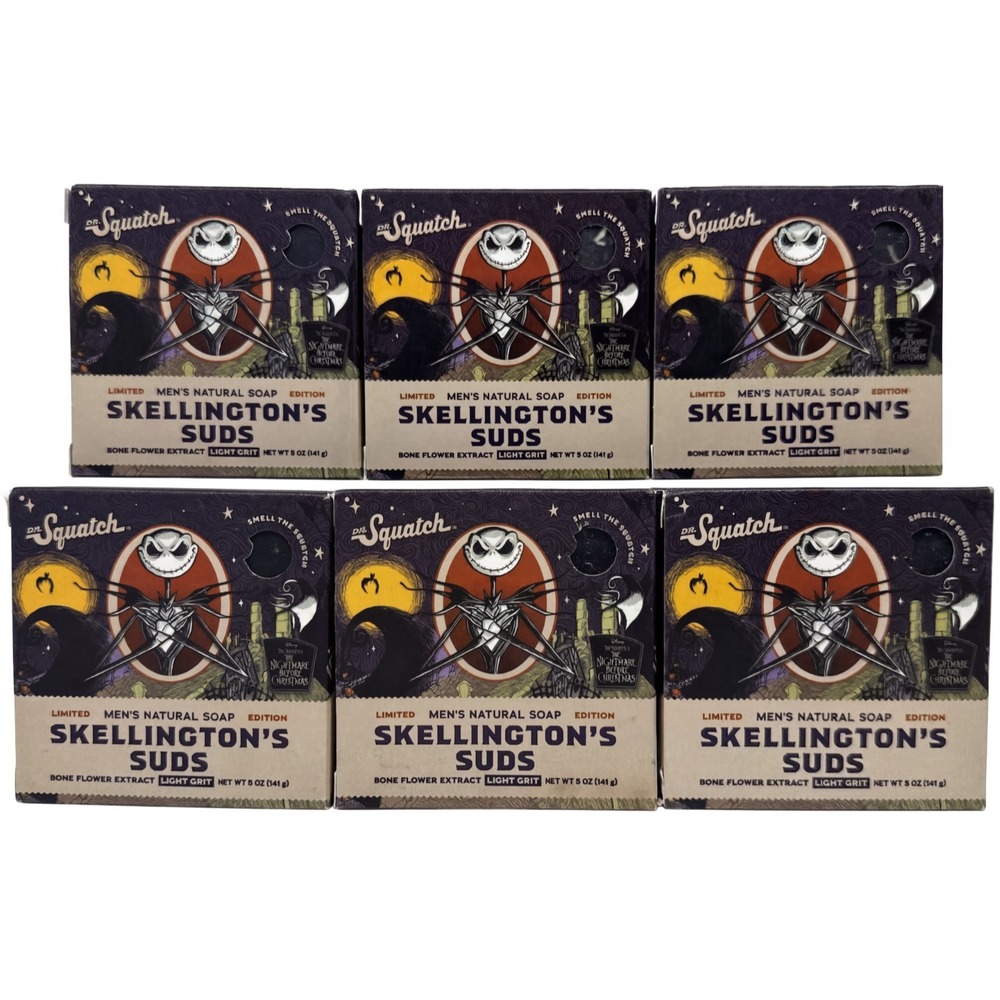 6X Dr. Squatch Limited Ed Bar Soap Skellington's Suds Nightmare Before Christmas